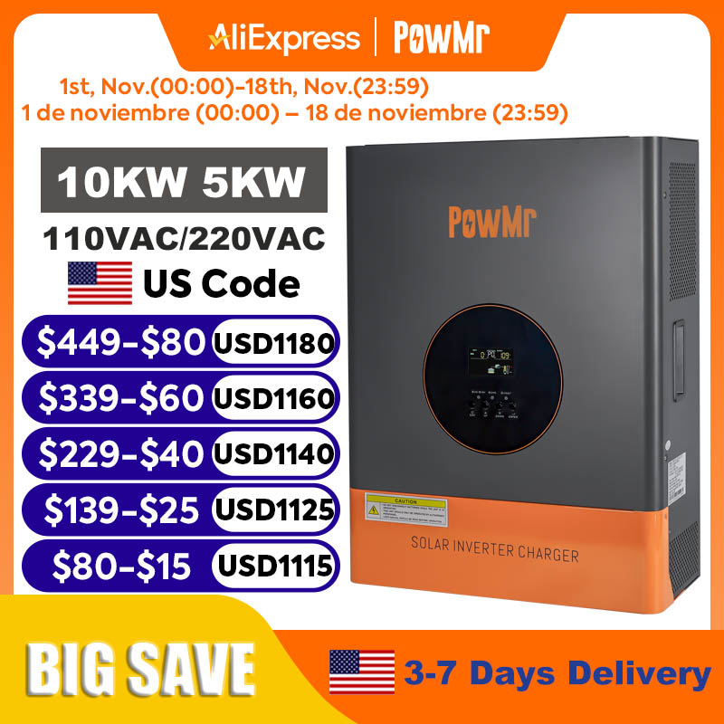 Split Phase Inverter 10Kw 110V 220V - Inversor de Fase Dividida PowMr 10KW