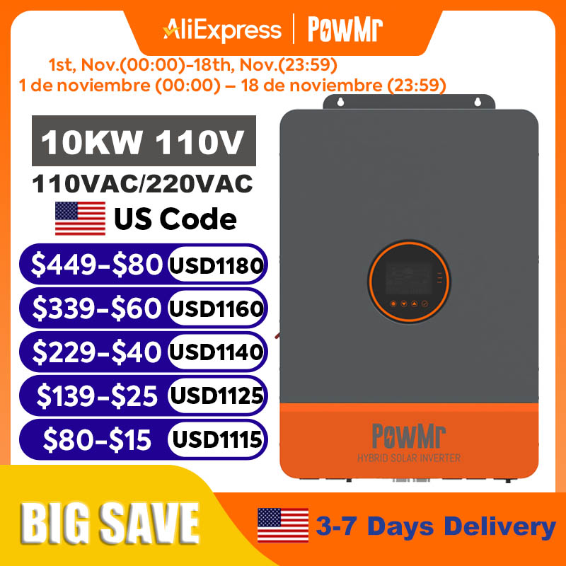 Split Phase Inverter 10Kw 110V 220V - Inversor de Fase Dividida PowMr 16KW